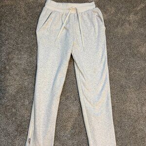 Athleta wide leg zipper fleece joggers dance pants Size XXS light gray